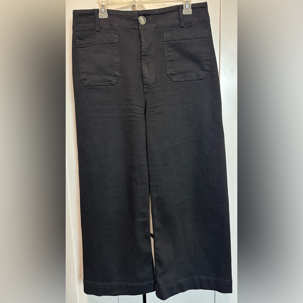 Maeve by Anthropologie Black Colette Wide-Leg Pants Size 32 - Picture 4 of 12